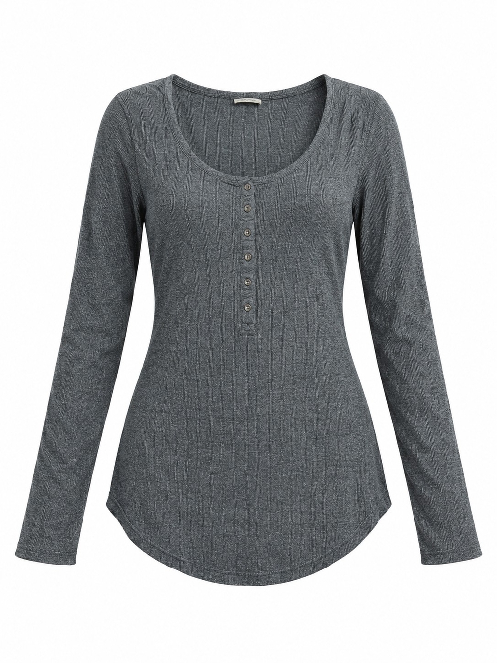 ABERCROMBIE & FITCH | Gray Ribbed Henley Thermal Top Y2K Bella Swan | XL